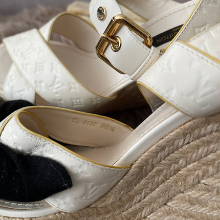 Preloved Authentic Louis Vuitton White Monogram Wedge Sandals in 36.5
