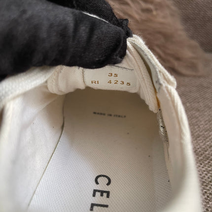 Preloved Authentic Celine Alan Sneaker with Triomphe in Canvas Off-White