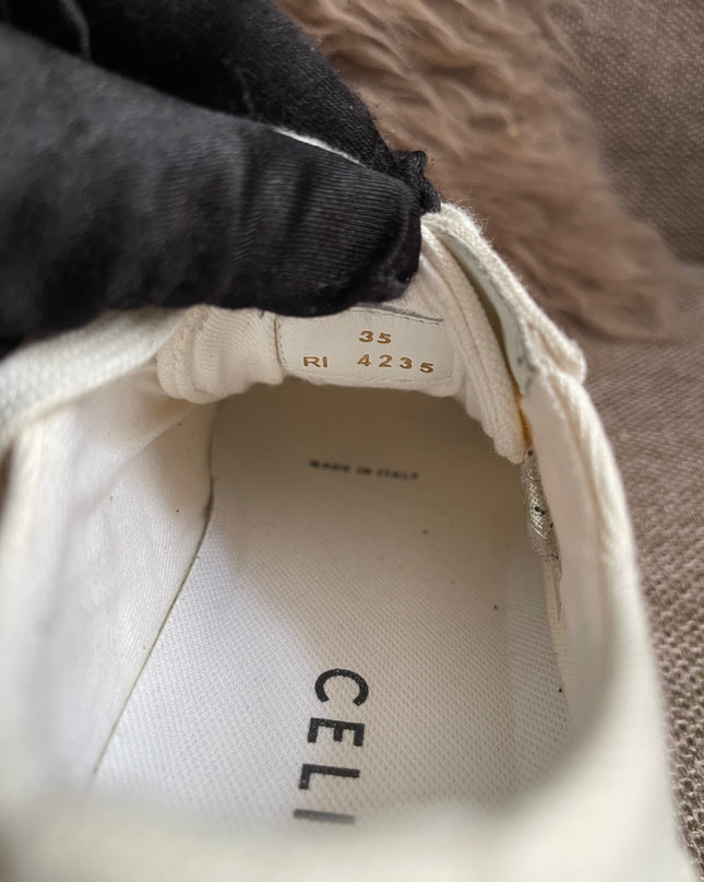 Preloved Authentic Celine Alan Sneaker with Triomphe in Canvas Off-White