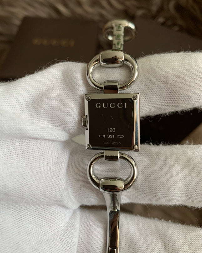 Gucci Tornavoni Women's Watch, 0.7 inch (18 mm), Quartz, White Pearl YA120517