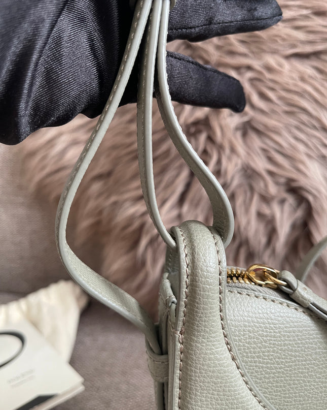 Preloved Authentic Polène Numéro Un Nano – Sage Green Textured Leather