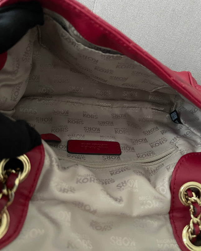 Preloved Authentic Michael Kors Red Vivianne Quilted Leather Shoulder Flap Bag