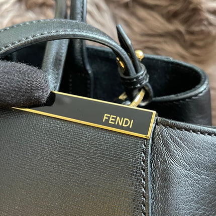 Preloved Fendi 2 Jours Bag Medium in Black w/initial