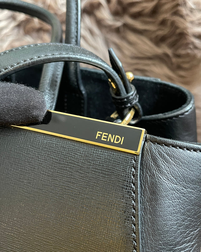 Preloved Fendi 2 Jours Bag Medium in Black w/initial