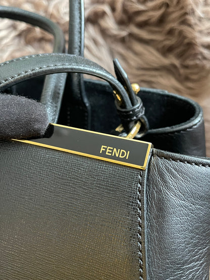 Preloved Fendi 2 Jours Bag Medium in Black w/initial