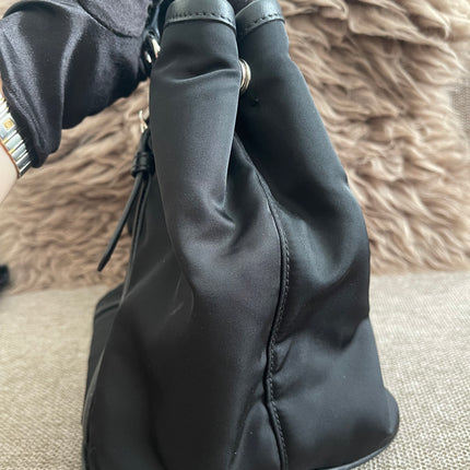 Preloved Authentic Prada Tessuto Nylon Tote Bag Black with Crossbody Strap