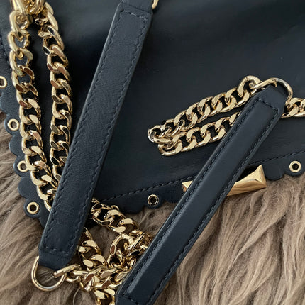 Preloved Authentic Michael Kors Black Leather Small Sloan Studded Chain Shoulder Bag