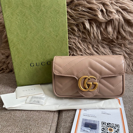 Preloved Authentic Gucci Mini GG Marmont Shoulder Bag in Matelassé Chevron Leather — Brand New