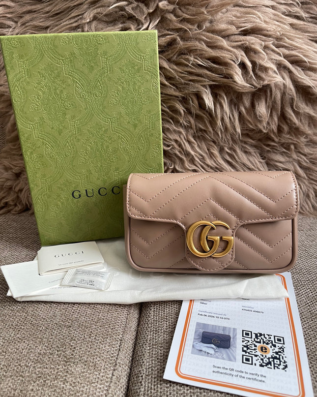 Preloved Authentic Gucci Mini GG Marmont Shoulder Bag in Matelassé Chevron Leather — Brand New