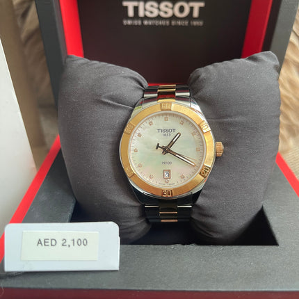 Preloved Authentic Tissot PR 100 Ladies Watch - Two-Tone, Pearlescent Dial and Diamond Markers
