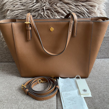Preloved Authentic Tory Burch Emerson Tote in Light Taupe
