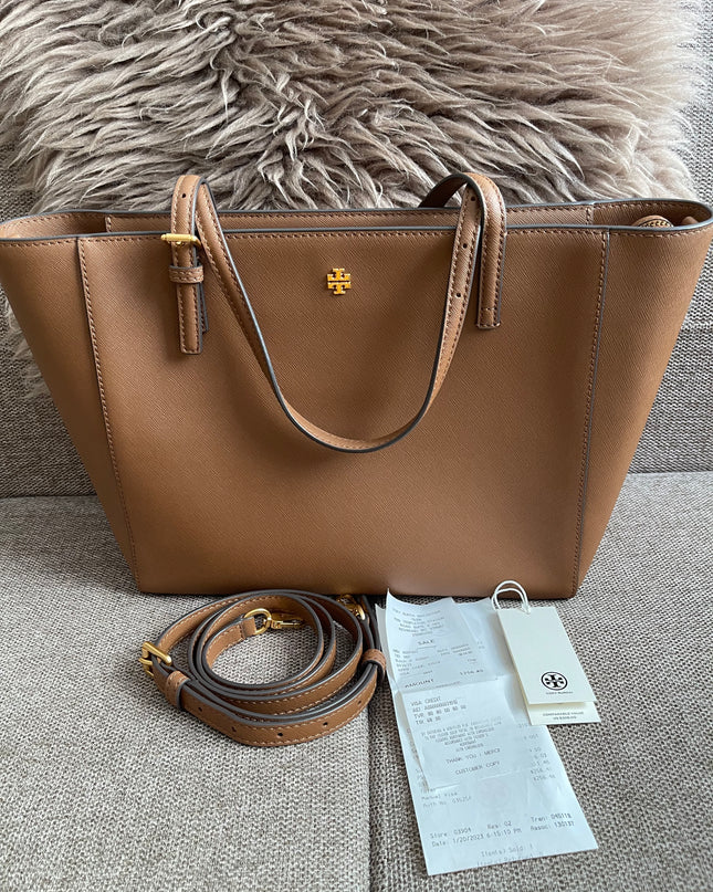 Preloved Authentic Tory Burch Emerson Tote in Light Taupe
