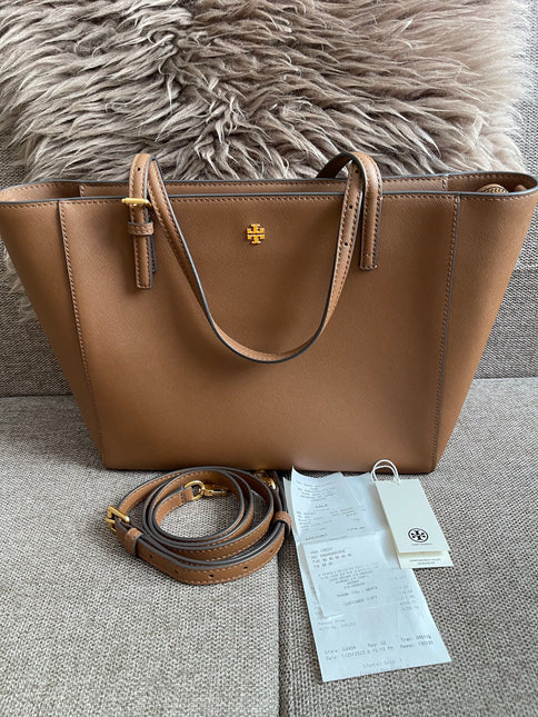 Preloved Authentic Tory Burch Emerson Tote in Light Taupe