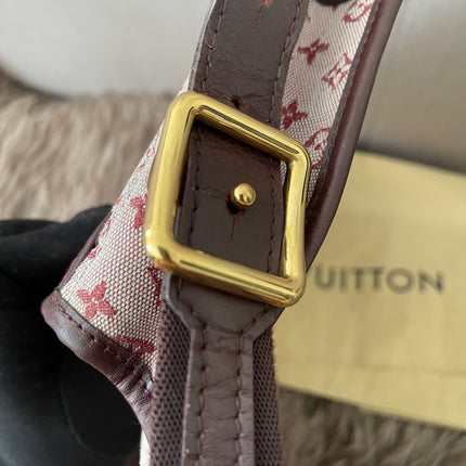 Preloved Authentic Louis Vuitton Monogram Mini Lin Marjorie shoulder bag in burgundy cloth with leather trim