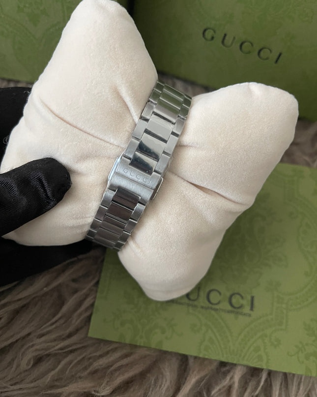 Preloved Authentic Gucci G-Timeless pink mother-of-pearl dial and silver-toned Mystic Cat (Feline Head)