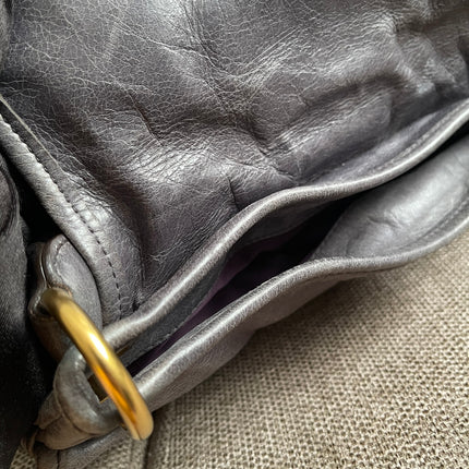 Preloved Authentic Miu Miu Coffer Bag – Slate Blue Distressed Leather