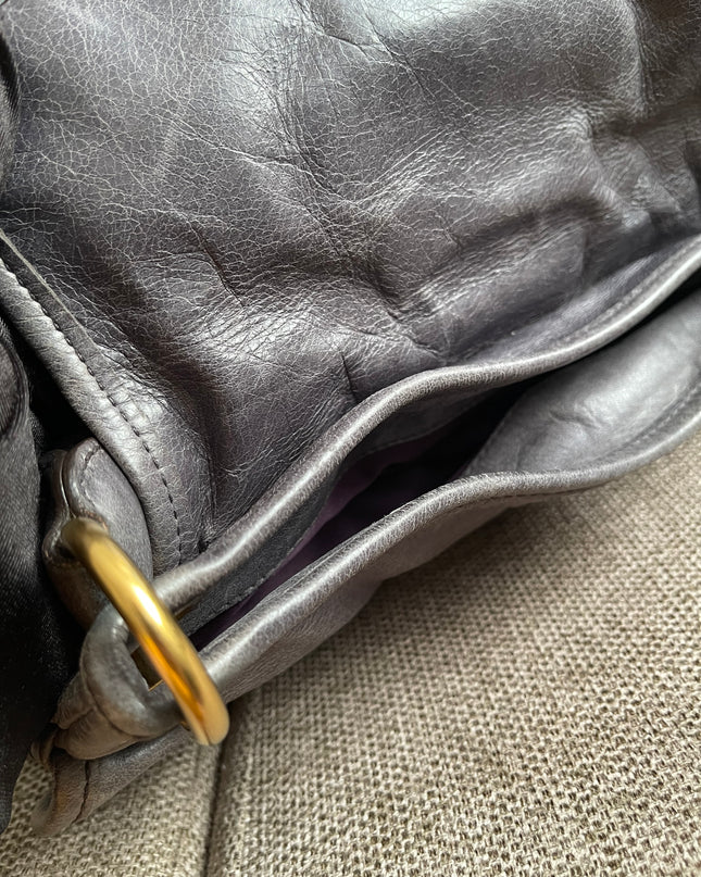 Preloved Authentic Miu Miu Coffer Bag – Slate Blue Distressed Leather
