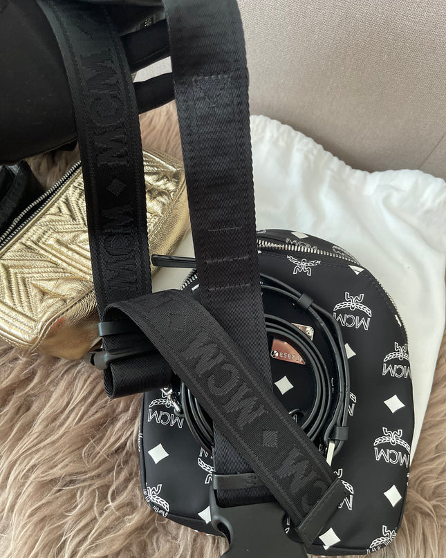 Preloved Authentic MCM Trey Mixed Media Triple-Pouch Convertible Sling