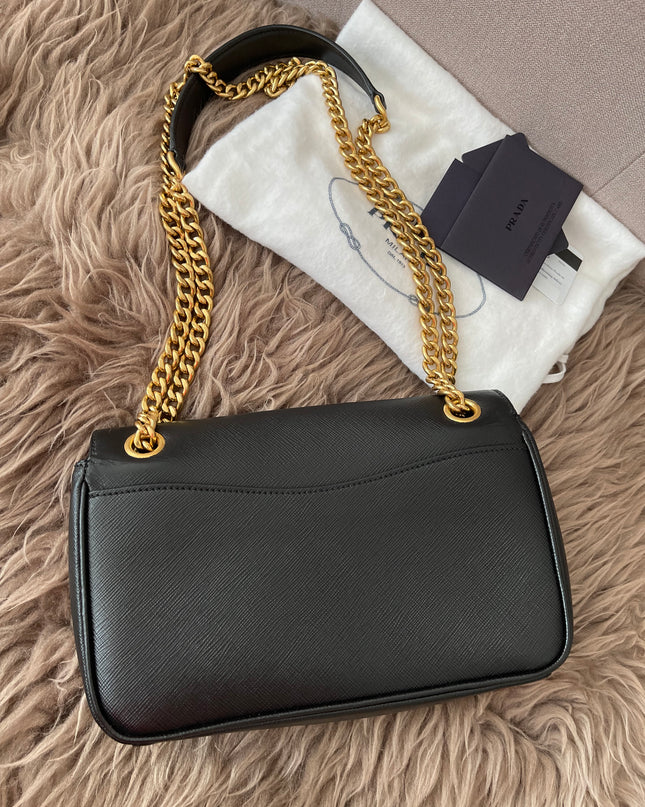 Preloved Authentic Pattina Flap Shoulder Bag Saffiano Leather Small crossbody bag