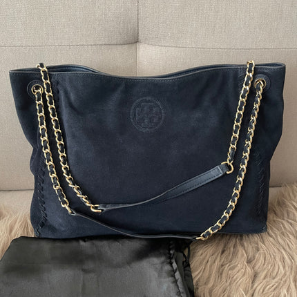 Authentic Preloved Tory Burch Marion Suede Tote