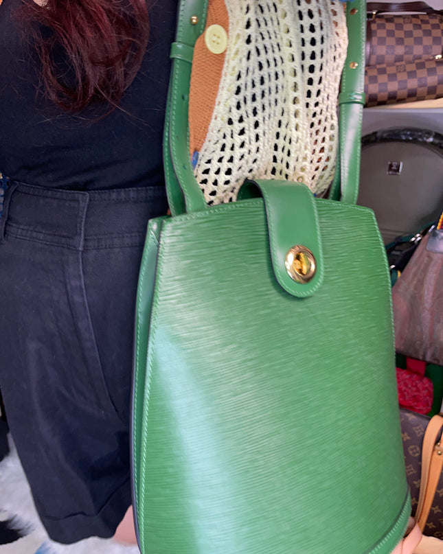Preloved Louis Vuitton Green Epi Leather Cluny Shoulder Bag
