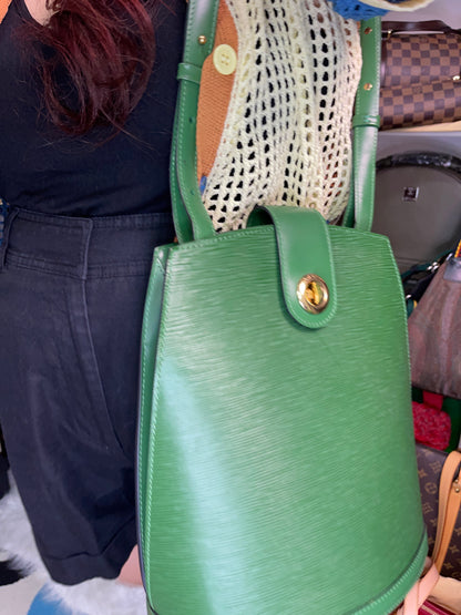 Preloved Louis Vuitton Green Epi Leather Cluny Shoulder Bag