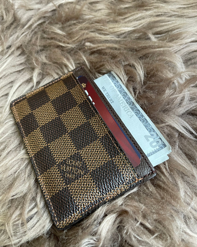 Pre-Owned Louis Vuitton Card Holder Damier Ebene Canvas