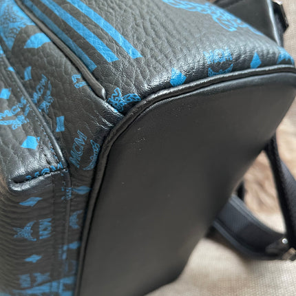 Preloved Authentic MCM Stark Backpack in Blue Black Visetos