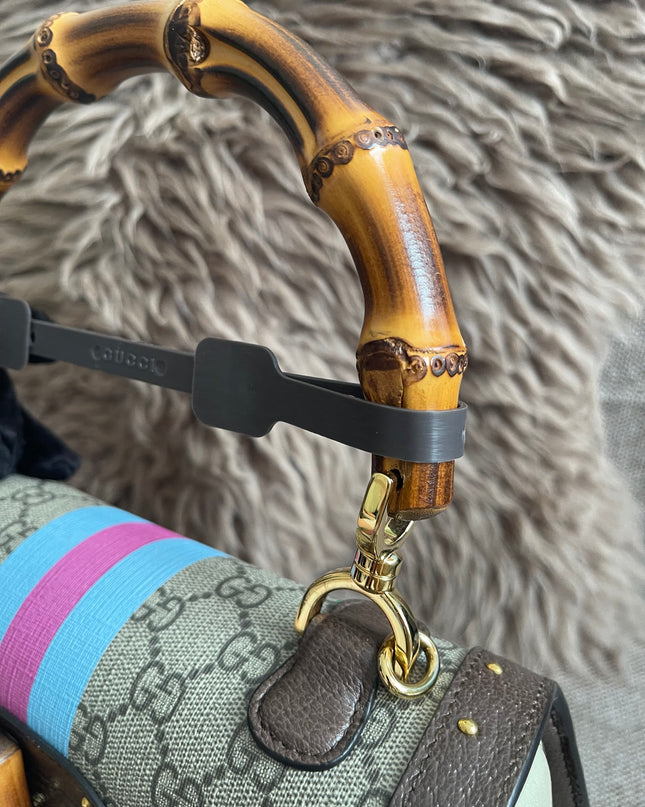 Preloved Authentic Gucci GG Supreme Canvas Leather and Python Medium Bamboo 1947 Top Handle Bag