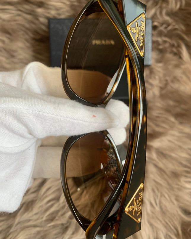 Prada Brown Oversized Oval Frame Sunglasses
