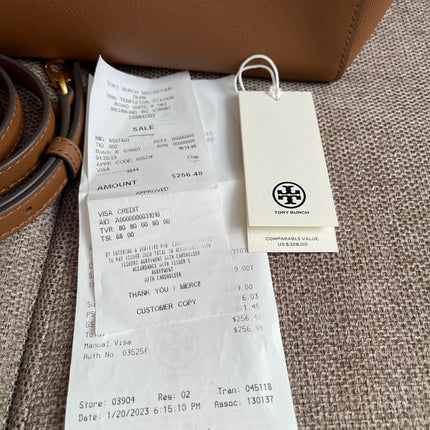 Preloved Authentic Tory Burch Emerson Tote in Light Taupe