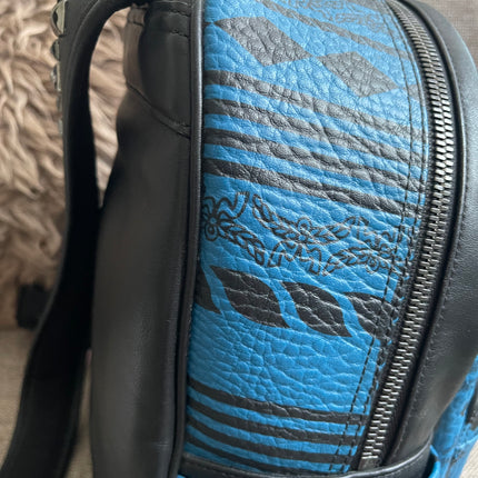 Preloved Authentic MCM Stark Backpack in Blue Black Visetos