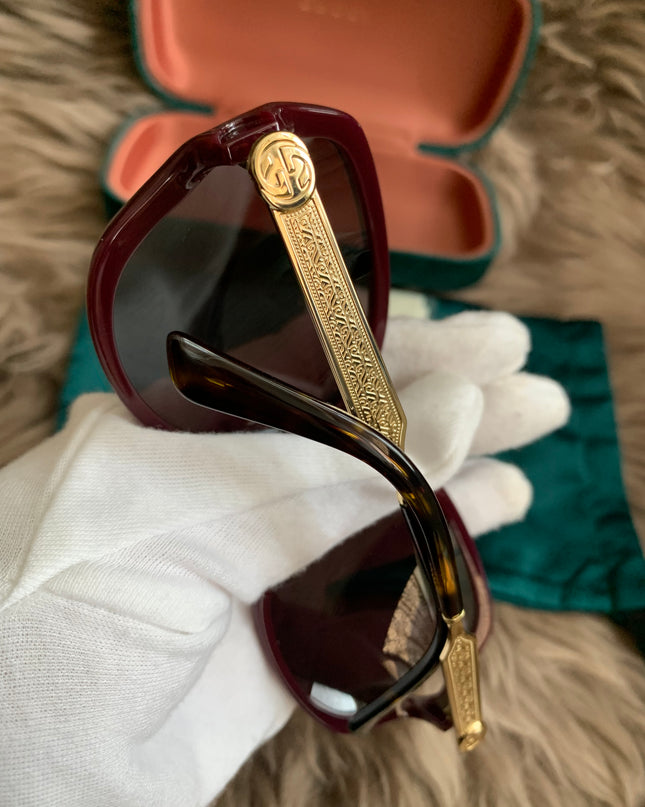 Gucci Burgundy/Black GG00765 Butterfly Sunglasses