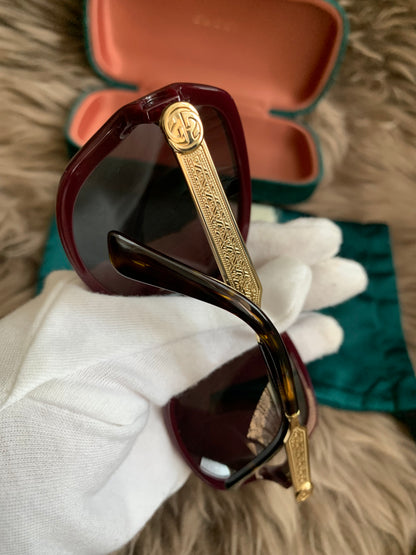 Gucci Burgundy/Black GG00765 Butterfly Sunglasses
