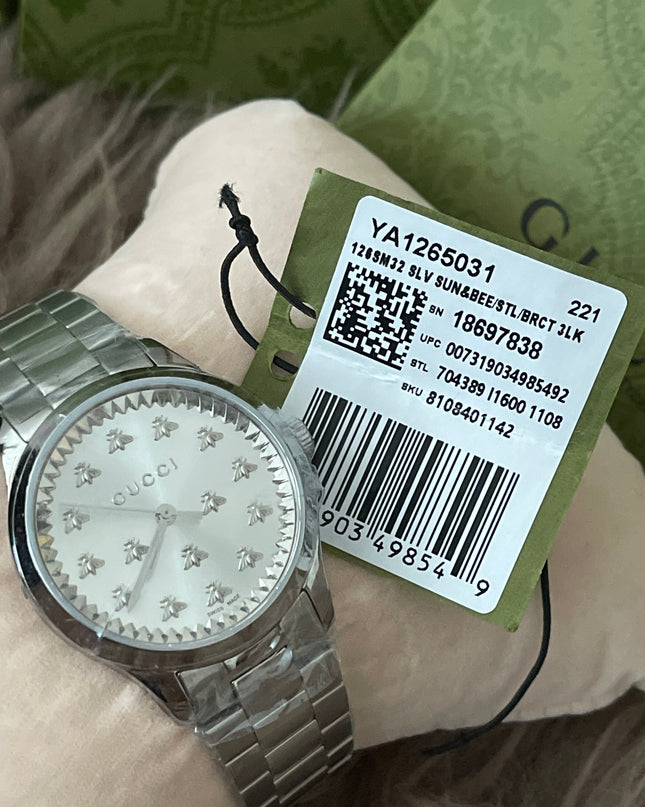 Preloved Authentic unused Gucci G-Timeless bee 32mm stainless steel watch