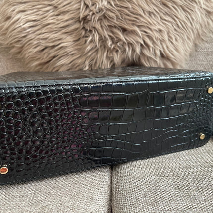 Preloved Authentic Tory Burch Britten Embossed Satchel in Black