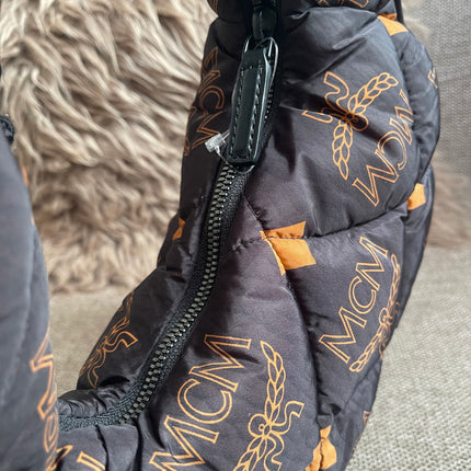 Preloved Authentic MCM Aren Hobo Bag Black Fabric