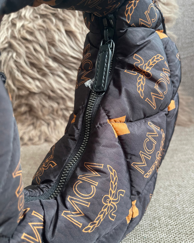 Preloved Authentic MCM Aren Hobo Bag Black Fabric