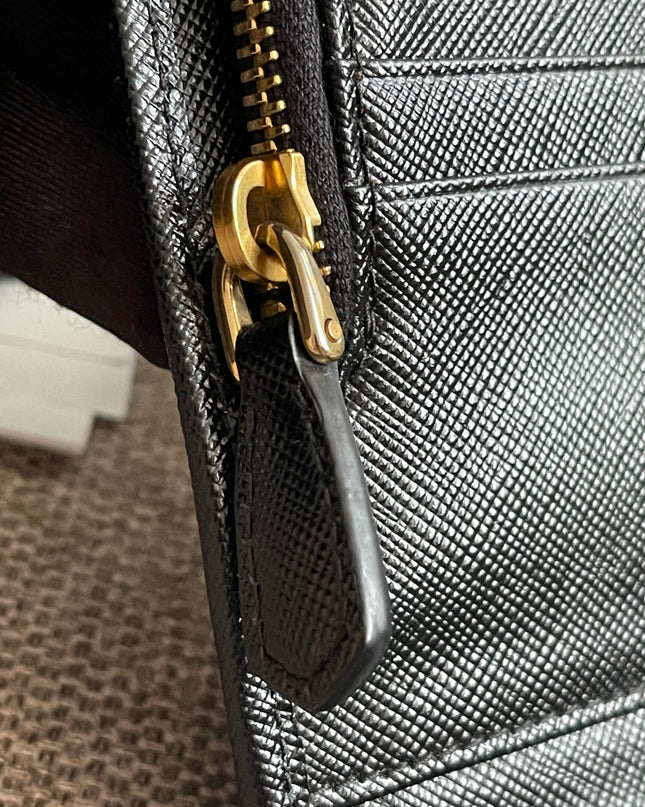 Preloved Authentic Prada Organizer Wallet — Saffiano Leather