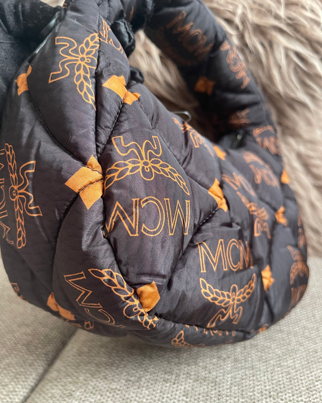 Preloved Authentic MCM Aren Hobo Bag Black Fabric