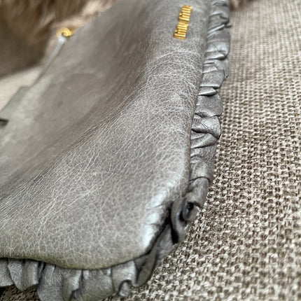 Preloved Autehntic Miu Miu Ruffle Crossbody Bag – Taupe