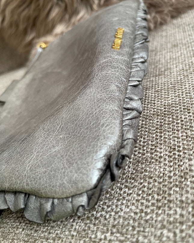 Preloved Autehntic Miu Miu Ruffle Crossbody Bag – Taupe