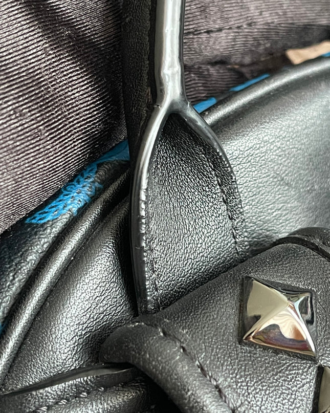 Preloved Authentic MCM Stark Backpack in Blue Black Visetos