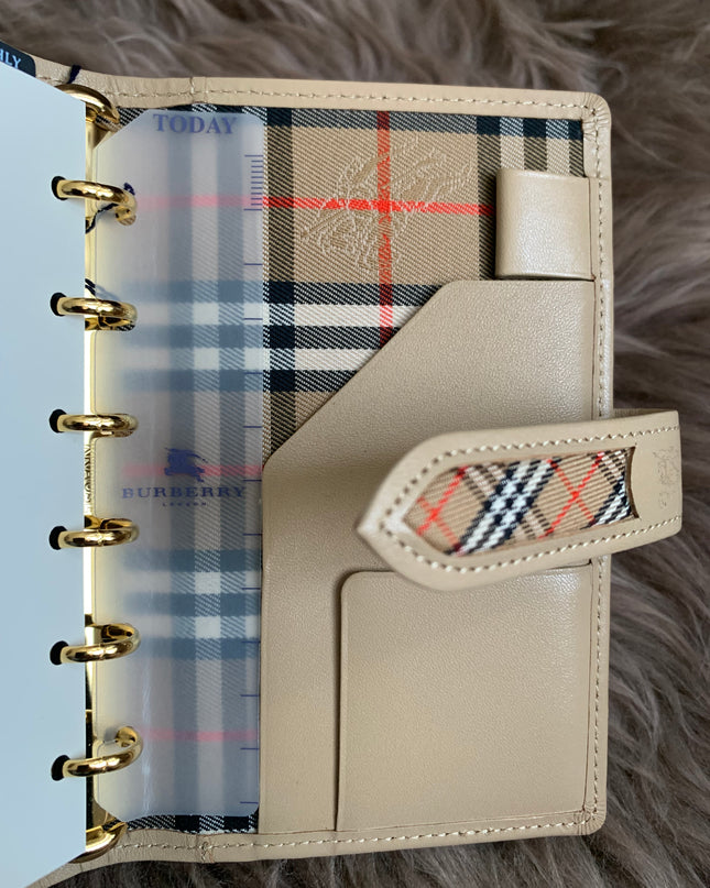 Burberry Brown Nova Check Leather Notebook Cover