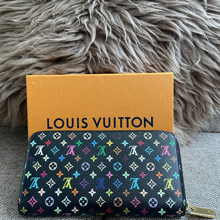 Preloved Authentic Louis Vuitton Zippy Wallet – Multicolor Monogram Black (Murakami) with Box