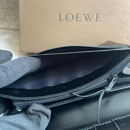 Preloved Authentic Loewe Bifold Wallet Black Grained Leather