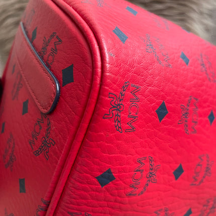 Preloved Authentic MCM Visetos Reversible Liz Shopper Tote – Ruby Red
