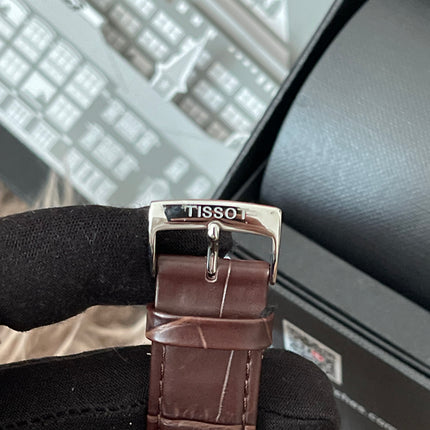 Preloved Authentic Tissot  T-Classic PR 100 White Dial Brown Leather Strap Watch for Men