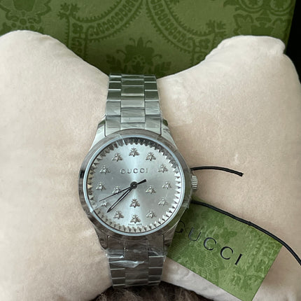 Preloved Authentic unused Gucci G-Timeless bee 32mm stainless steel watch