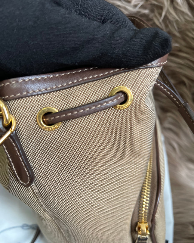 Preloved Prada  2021 Logo Jacquard Bucket Bag